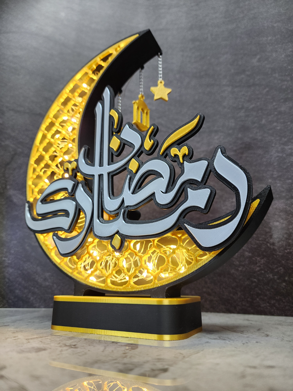 3D Printed Ramadan Crescent LED Decor