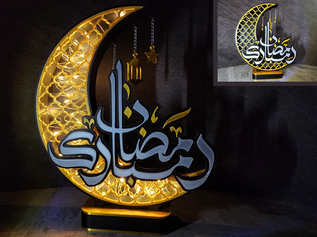 3D Printed Ramadan Crescent LED Decor